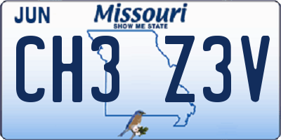 MO license plate CH3Z3V