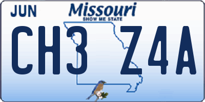 MO license plate CH3Z4A