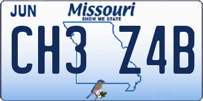 MO license plate CH3Z4B