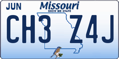 MO license plate CH3Z4J