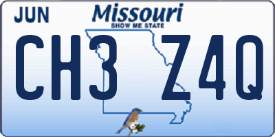 MO license plate CH3Z4Q