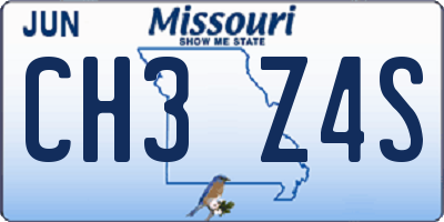 MO license plate CH3Z4S