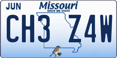 MO license plate CH3Z4W