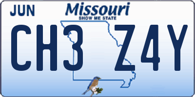 MO license plate CH3Z4Y