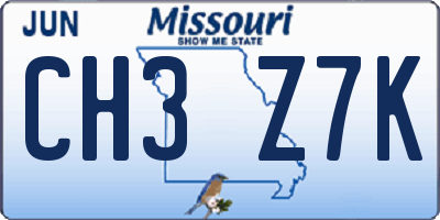 MO license plate CH3Z7K