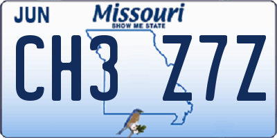 MO license plate CH3Z7Z