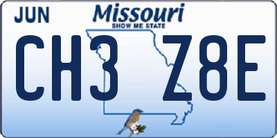 MO license plate CH3Z8E