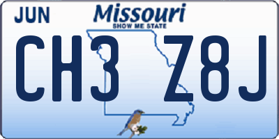 MO license plate CH3Z8J