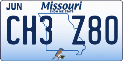 MO license plate CH3Z8O