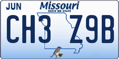 MO license plate CH3Z9B