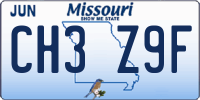 MO license plate CH3Z9F