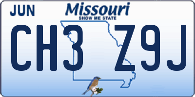 MO license plate CH3Z9J