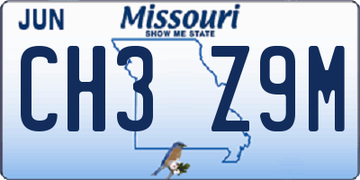 MO license plate CH3Z9M