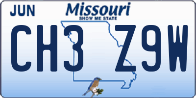 MO license plate CH3Z9W
