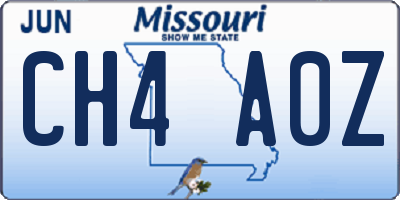 MO license plate CH4A0Z