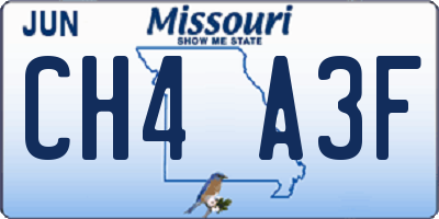 MO license plate CH4A3F