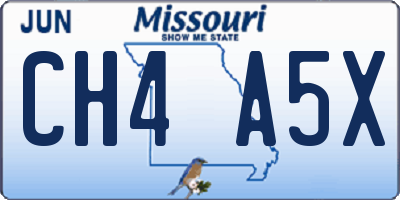 MO license plate CH4A5X
