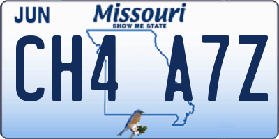 MO license plate CH4A7Z