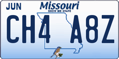 MO license plate CH4A8Z