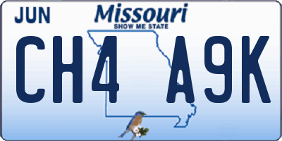 MO license plate CH4A9K