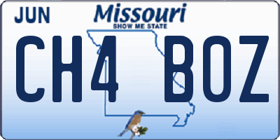 MO license plate CH4B0Z