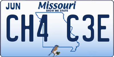 MO license plate CH4C3E