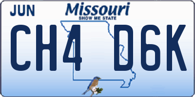MO license plate CH4D6K