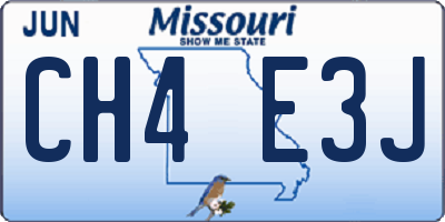 MO license plate CH4E3J