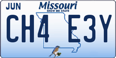 MO license plate CH4E3Y