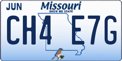 MO license plate CH4E7G