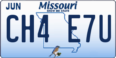 MO license plate CH4E7U