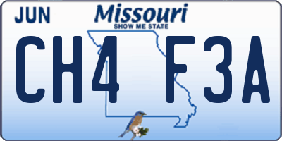 MO license plate CH4F3A