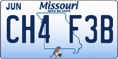 MO license plate CH4F3B