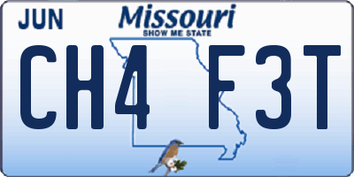 MO license plate CH4F3T