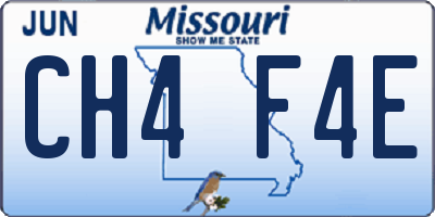 MO license plate CH4F4E