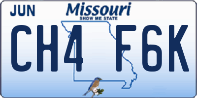 MO license plate CH4F6K