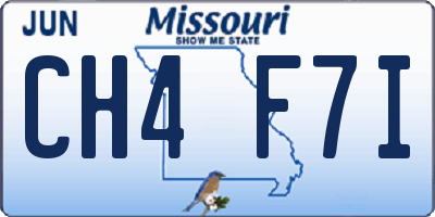 MO license plate CH4F7I