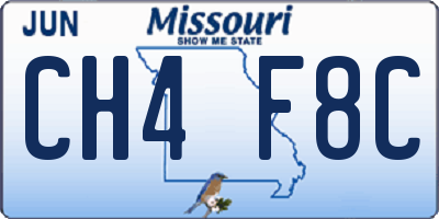 MO license plate CH4F8C