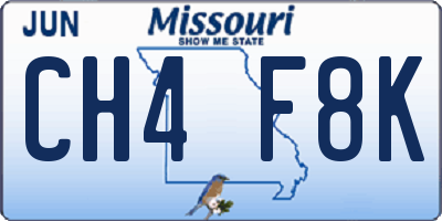 MO license plate CH4F8K