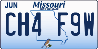 MO license plate CH4F9W