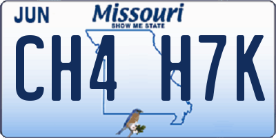 MO license plate CH4H7K