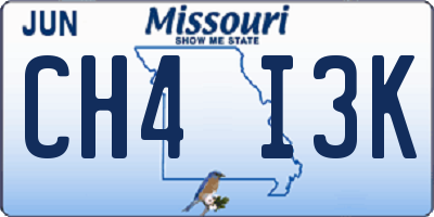 MO license plate CH4I3K