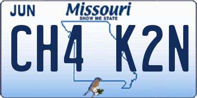 MO license plate CH4K2N