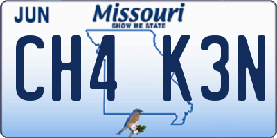 MO license plate CH4K3N