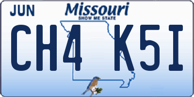 MO license plate CH4K5I