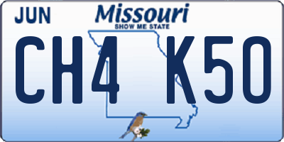 MO license plate CH4K5O