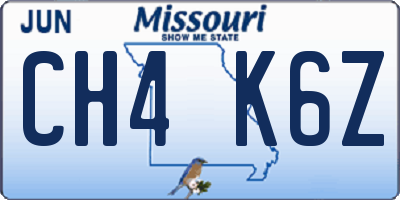 MO license plate CH4K6Z