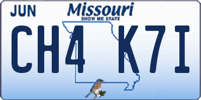 MO license plate CH4K7I