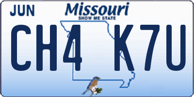 MO license plate CH4K7U