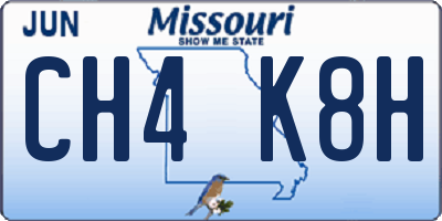 MO license plate CH4K8H